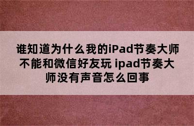 谁知道为什么我的iPad节奏大师不能和微信好友玩 ipad节奏大师没有声音怎么回事